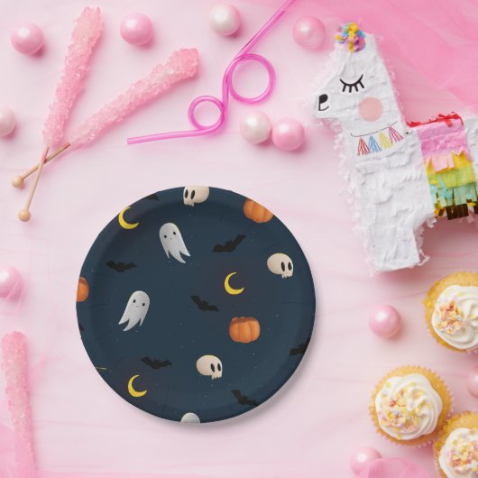 ハロウィーンアートハロウィーンスケルトンアートハッピーハロー ペーパープレート (パーティー)