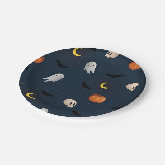 ハロウィーンアートハロウィーンスケルトンアートハッピーハロー ペーパープレート (アングル)