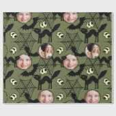 ハロウィーンアートパターンブラックキャット不気味写真 ラッピングペーパー (フラット)