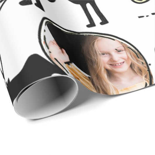 ハロウィーンアートパターンブラックキャット不気味写真 ラッピングペーパー (ロールコーナー)