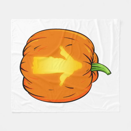 ハロウィーンイエスデザインとイエズスカンプキン フリースブランケット (正面(横))