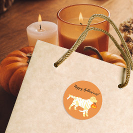 ハロウィーンイエローラブラドールミイラ ラウンドシール