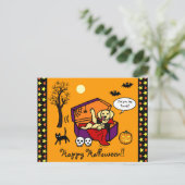 ハロウィーンイエロー・ラブラドール・レトリーバーヴァンパイア ポストカード (スタンド正面)