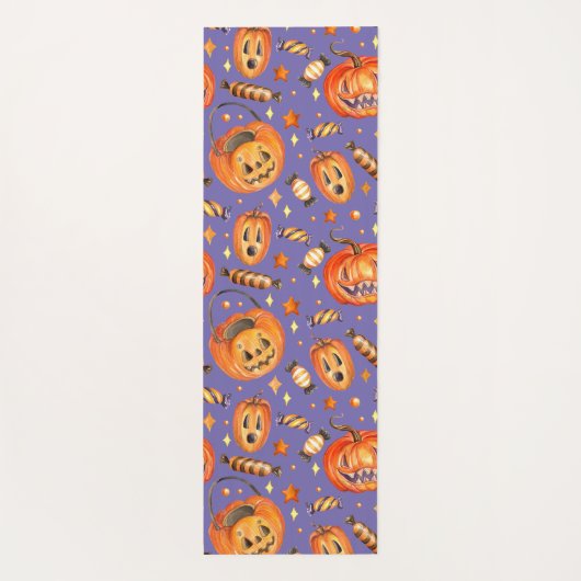 ハロウィーンイラストレーションとカボチャとスイーツこうもり ヨガマット (裏面)