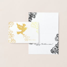 ハロウィーンイラストレーションレイヴンとレース 箔カード