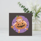 ハロウィーンイラストレーション：カボチャの女の子 招待状 (スタンド正面)