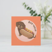 ハロウィーンイラストレーション: Boo-Woof (Dachshund) カード (スタンド正面)