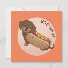 ハロウィーンイラストレーション: Boo-Woof (Dachshund) カード
