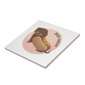 ハロウィーンイラストレーション: Boo-Woof (Dachshund) タイル (側面)