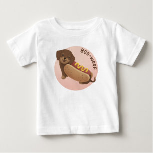 ハロウィーンイラストレーション: Boo-Woof (Dachshund) ベビーTシャツ