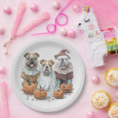 ハロウィーンイングリッシュブルドッグズカボチャ ペーパープレート (パーティー)