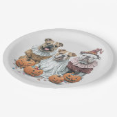 ハロウィーンイングリッシュブルドッグズカボチャ ペーパープレート (アングル)