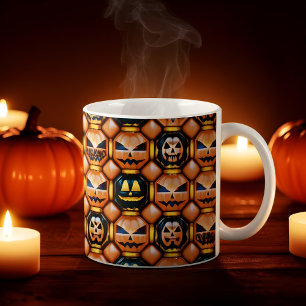 ハロウィーンインフラッドパフカボチャ顔デザイン モーフィングマグカップ