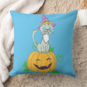 ハロウィーンウィザードキャットオンパンプキン クッション (ブランケット)