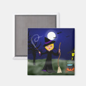 ハロウィーンウィッチとカルドロン マグネット (正面/裏面)