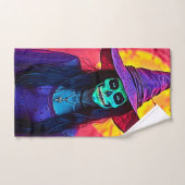 ハロウィーンウィッチとスカル顔デザイン バスタオルセット (ハンドタオル)