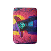 ハロウィーンウィッチとスカル顔デザイン バスマット (正面縦)