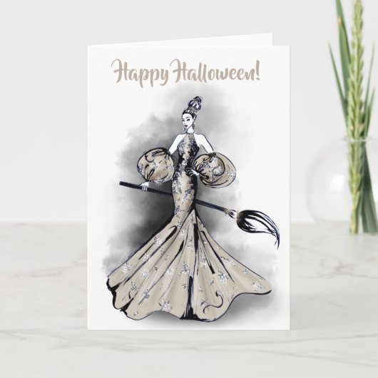 ハロウィーンウィッチイラストレーション カード (正面)