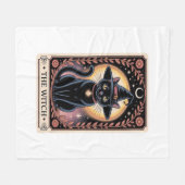 ハロウィーンウィッチエステティック猫好きゴシックタロット フリースブランケット (正面(横))