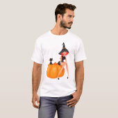 ハロウィーンウィッチカボチャ&ブラックキャット Tシャツ (正面フル)
