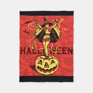 ハロウィーンウィッチガール(ヴィンテージ) フリースブランケット
