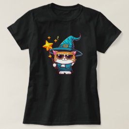 ハロウィーンウィッチキャッツホールド魔法ウォンドスターズ Tシャツ