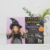 ハロウィーンウィッチキャットカボチャ誕生日招待状 招待状 (スタンド正面)