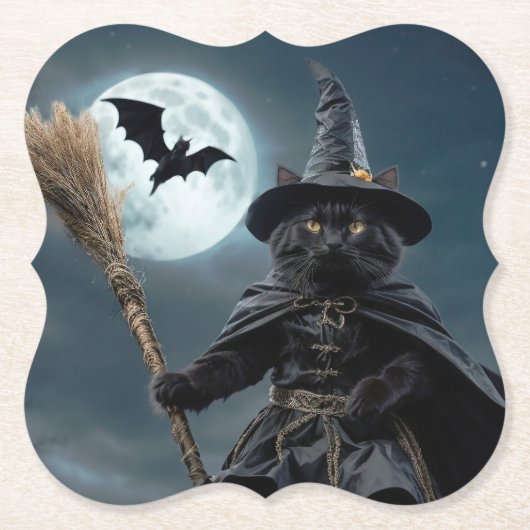 ハロウィーンウィッチキャットコースター ペーパーコースター (正面)