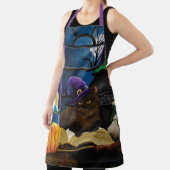 ハロウィーンウィッチキャットパープル魔法 エプロン (インサイチュ)