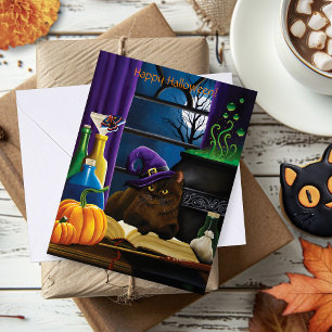 ハロウィーンウィッチキャットパープル魔法 カード