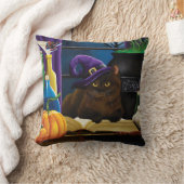 ハロウィーンウィッチキャットパープル魔法 クッション (ブランケット)