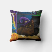 ハロウィーンウィッチキャットパープル魔法 クッション (裏面)