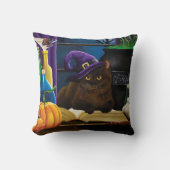 ハロウィーンウィッチキャットパープル魔法 クッション (正面)
