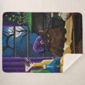 ハロウィーンウィッチキャットパープル魔法 シェルパブランケット (正面(横))