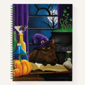ハロウィーンウィッチキャットパープル魔法 ノートブック (正面)