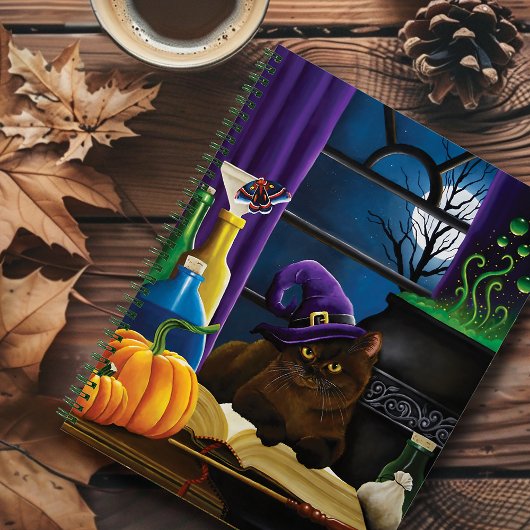 ハロウィーンウィッチキャットパープル魔法 ノートブック