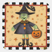 ハロウィーンウィッチキュートなインスピリシティおもしろい子供 スクエアシール (正面)