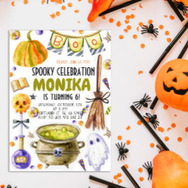 ハロウィーンウィッチコールドロン誕生日招待状 招待状