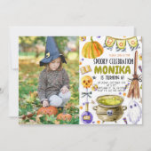 ハロウィーンウィッチコールドロン誕生日招待状 招待状 (正面)