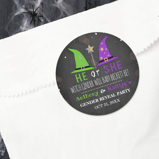 ハロウィーンウィッチジェンダーの表示パーティー ラウンドシール