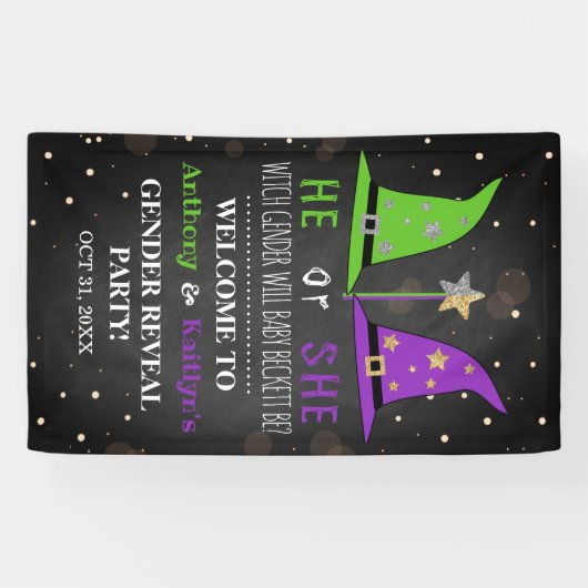 ハロウィーンウィッチジェンダーパーティーウェルカムサインを表示 横断幕 (横)