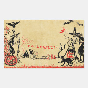 ハロウィーンウィッチステッカー 長方形シール