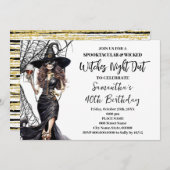 ハロウィーンウィッチズガールズナイトアウトバースデーパーティー 招待状 (正面/裏面)