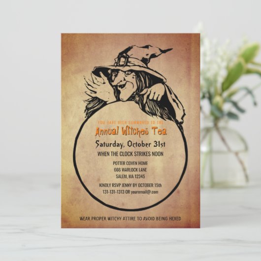 ハロウィーンウィッチズティーパーティーヴィンテージルック 招待状 (スタンド正面)