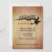 ハロウィーンウィッチズティーパーティーヴィンテージ紙ルック 招待状 (正面)