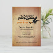 ハロウィーンウィッチズティーパーティーヴィンテージ紙ルック 招待状 (スタンド正面)