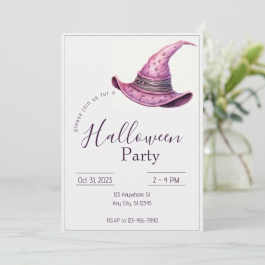 ハロウィーンウィッチズハットピンク 招待状 (スタンド正面)