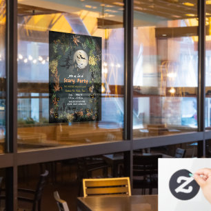 ハロウィーンウィッチズパーティーナイトプランナー招待状 ウィンドウサイン