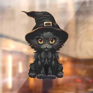 ハロウィーンウィッチズブラックキャットウィンドウデカールの固定 ウィンドウサイン