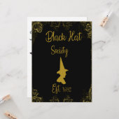 ハロウィーンウィッチズボールブラックハット協会の招待 カード (正面/裏面インサイチュ)